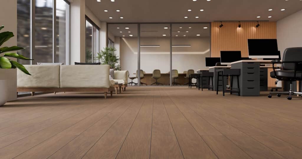 3d rendered low angle camera open office with rows 2026 03 05 11 55 08 utc