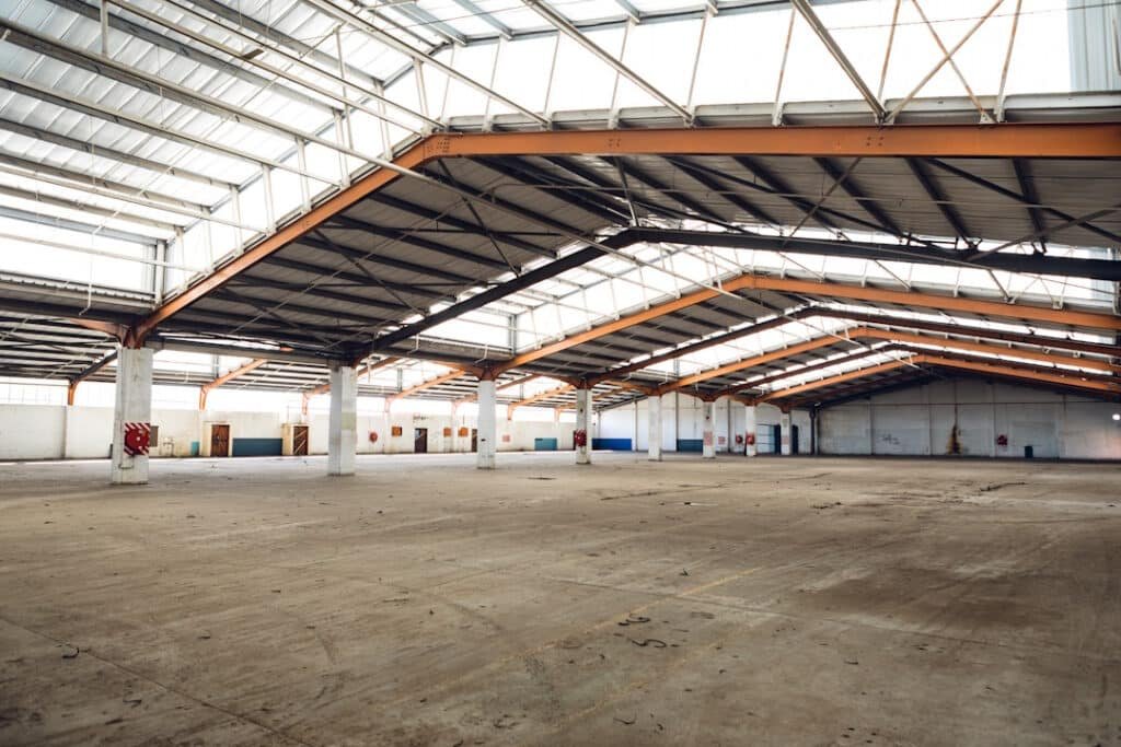 interior of an abandoned empty warehouse space