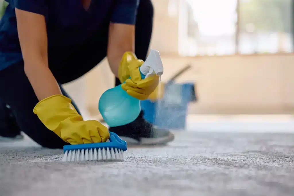 close up of professional cleaner using brush while 2026 01 09 12 20 01 utc