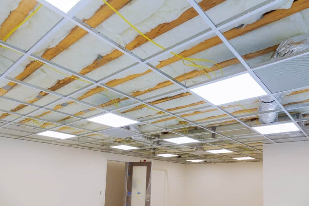 construction work finishing the ceiling in the great hall
