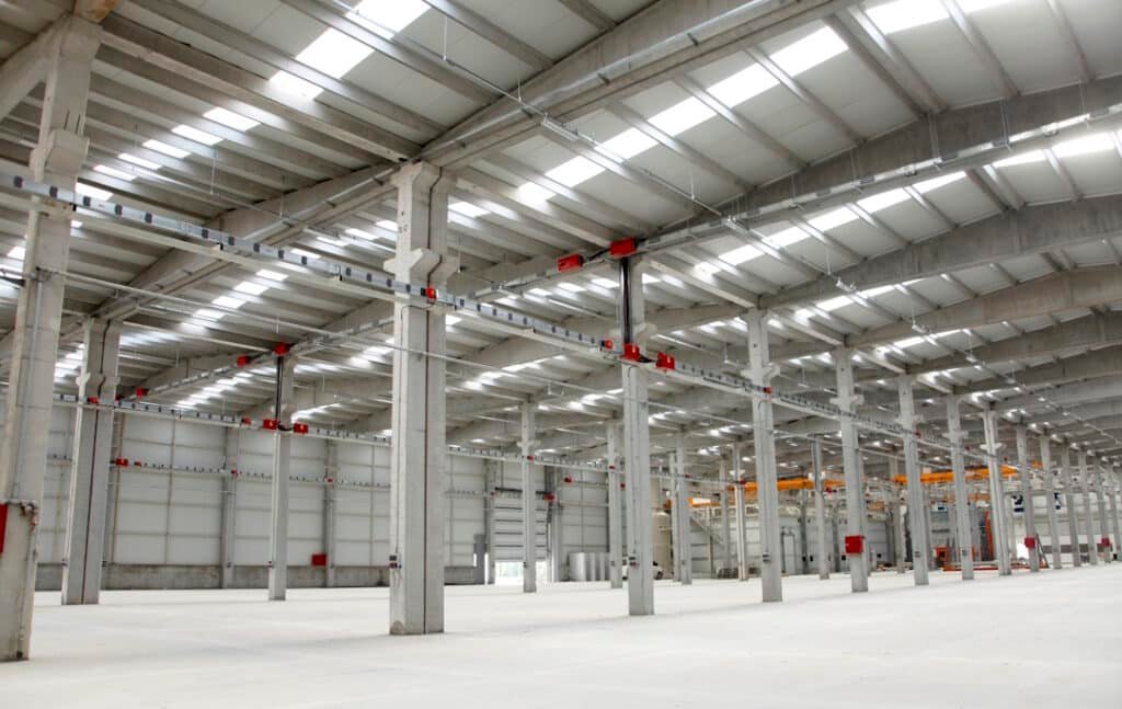 modern, large factory interior. background.