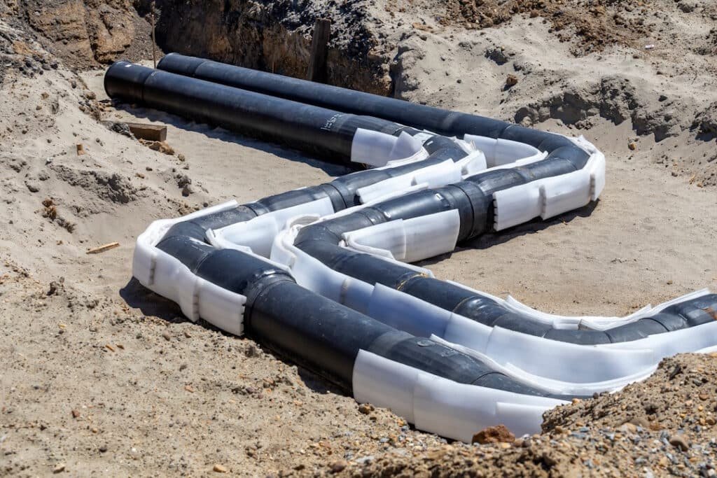 pipes with insulation in a sandy trench 2026 03 26 07 14 27 utc