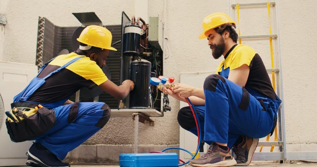 technicians working on air conditioning system out 2026 03 19 00 43 23 utc