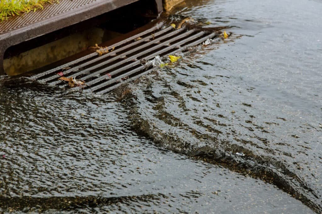 water gushing from storm sewer following very heav 2026 03 25 02 18 23 utc