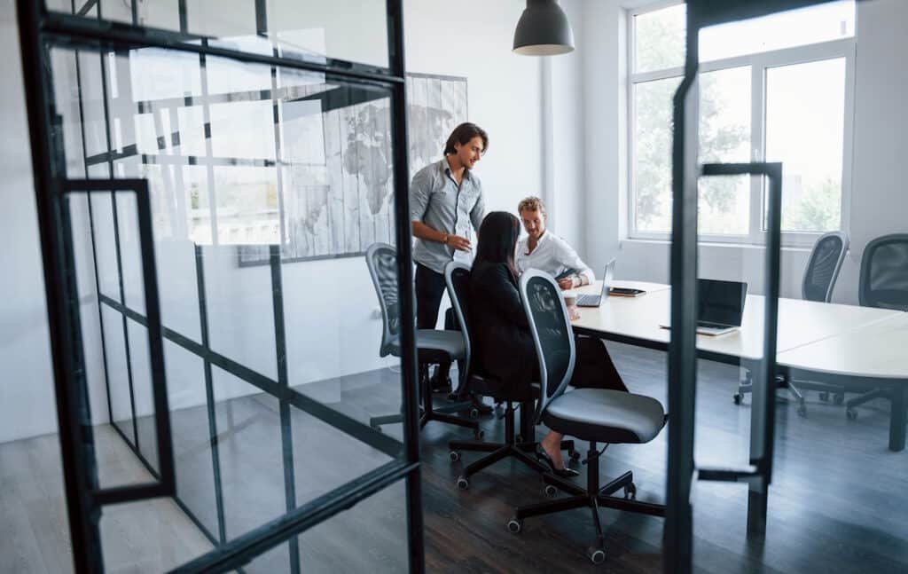 young business people in formal clothes working in the office.